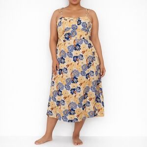Cider Beige Floral Midi Dress